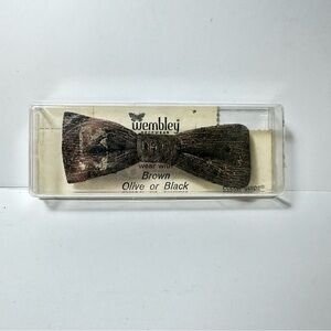 Vintage Wembley Bow Tie Clip On Brown Tan Black Wear With Brown Olive Or Black